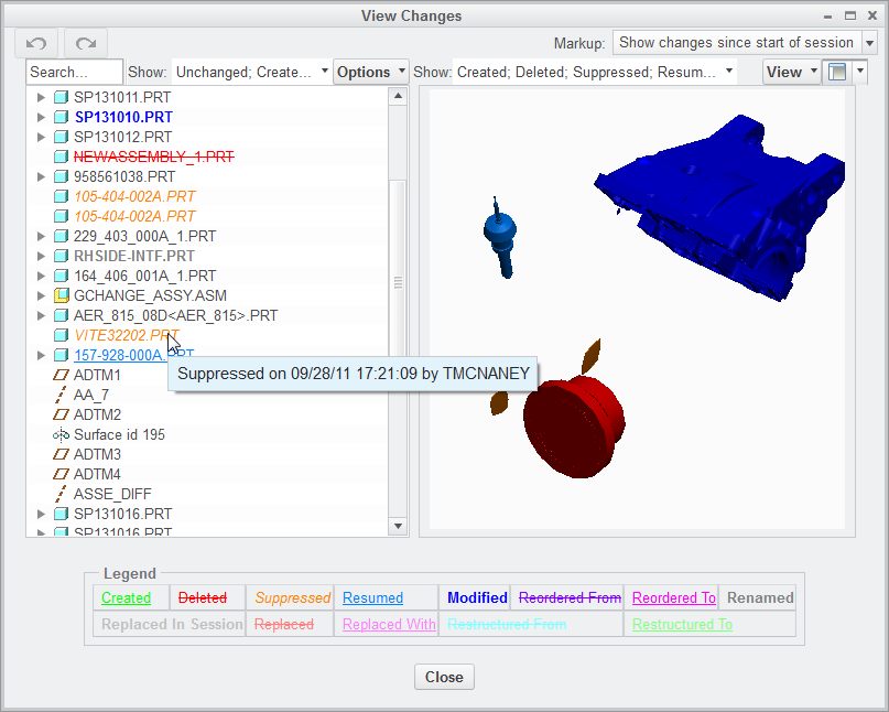 View Changes Dialog