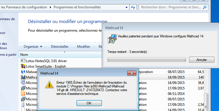 error 1904.module failed to register windows 7