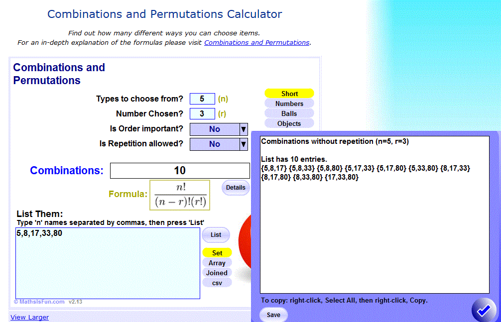 Solved Combinations without repetition! PTC Community