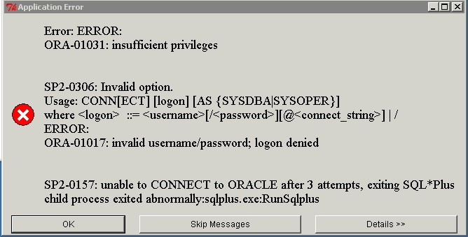 sp2-0306 error de Oracle