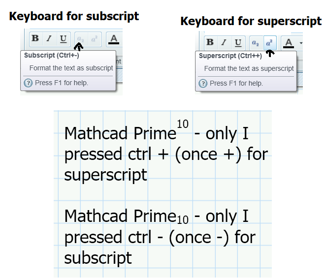 Subscript and Superscript keyboard in text in Mathcad Prime 10 wrong defined?