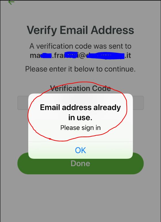 this email address is already in use