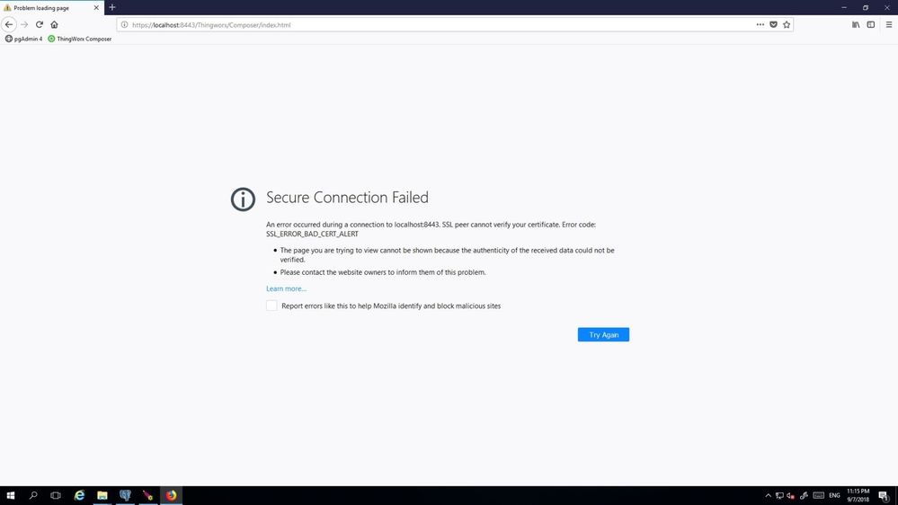 error when Thawte trial ssl certificate is used.