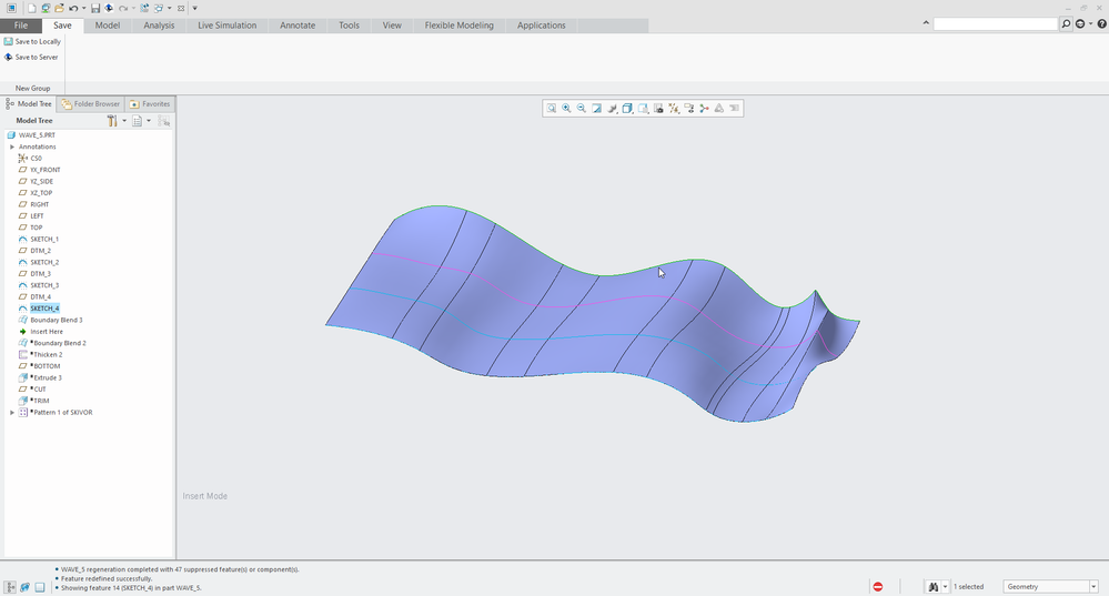 Wave boundary blend with control points