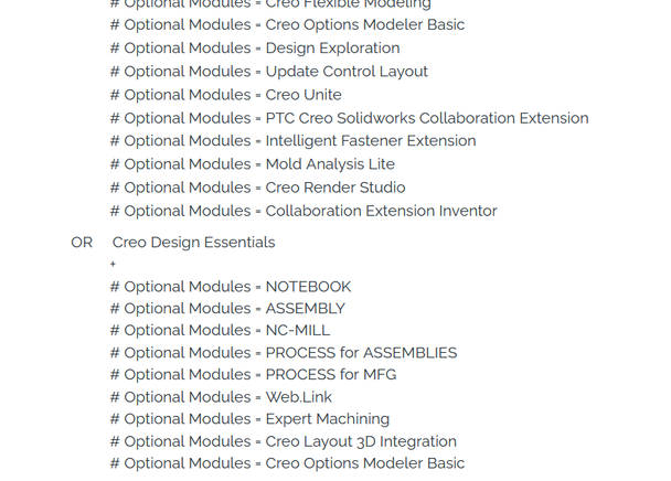 2024-09-26 15_51_49-Article - CS298294 - List of modules in Creo Design Packages_ Design Essentials,.png