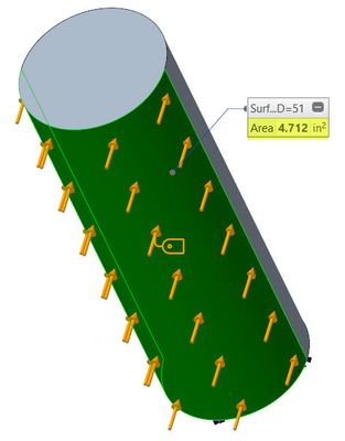 Area on half of cylinder