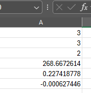Excel view of CSV