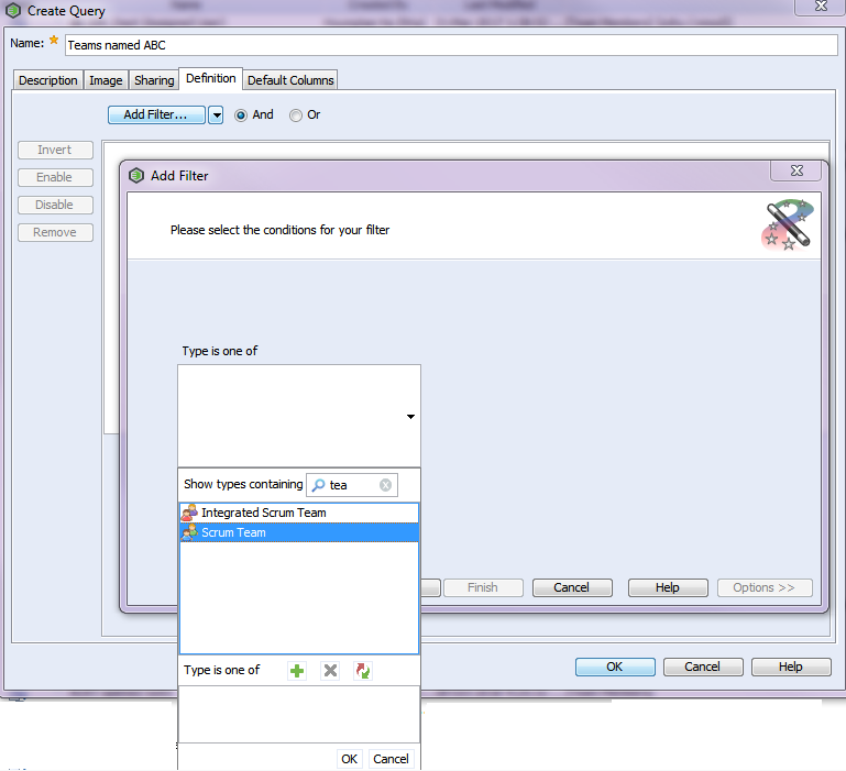 Select Type to query on