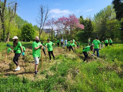 PTCers taking care of local parks near our offices in honor of Earth Week.