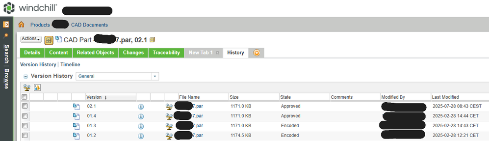 History of the CAD file