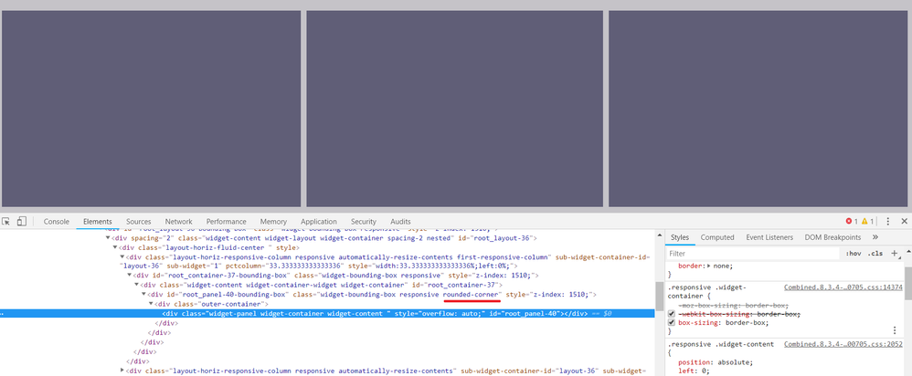 Class got added but styles did not. As a result panel does not show rounded corner