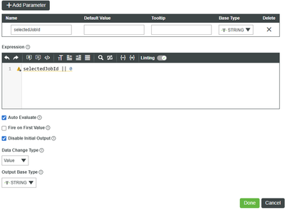 Passing infotable parameter from child mashup to parent