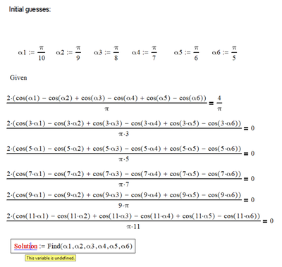 Likely basic problem in solve block (Given, Find) - MATHCAD 15