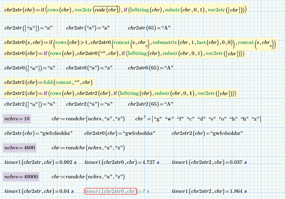 Mathcad Express Challenge - faster recursive chr2str function