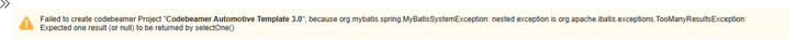Unable to create project by using an external template or default (in-built) template in codebeamer
