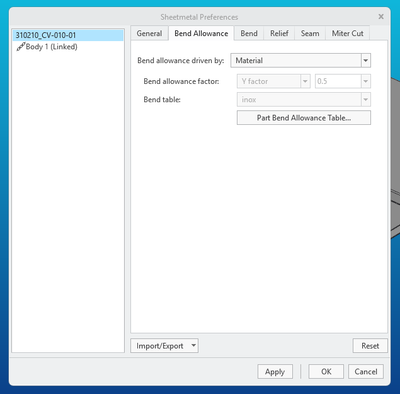 ModelCheck control Sheetmetal Bend Allowance