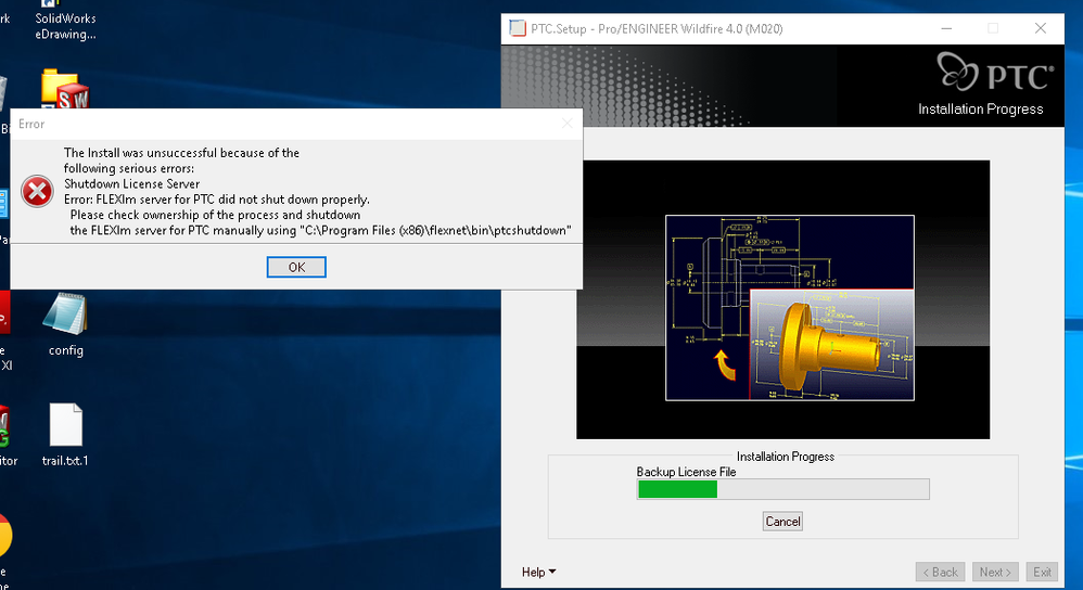 PTC SERVER INSTALLATION ERROR
