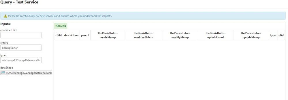 No rows are populated