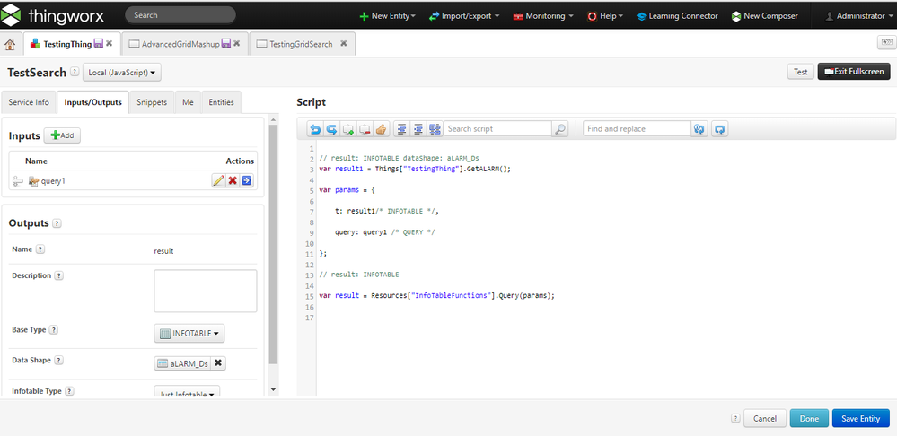 Query for Search with Query as input