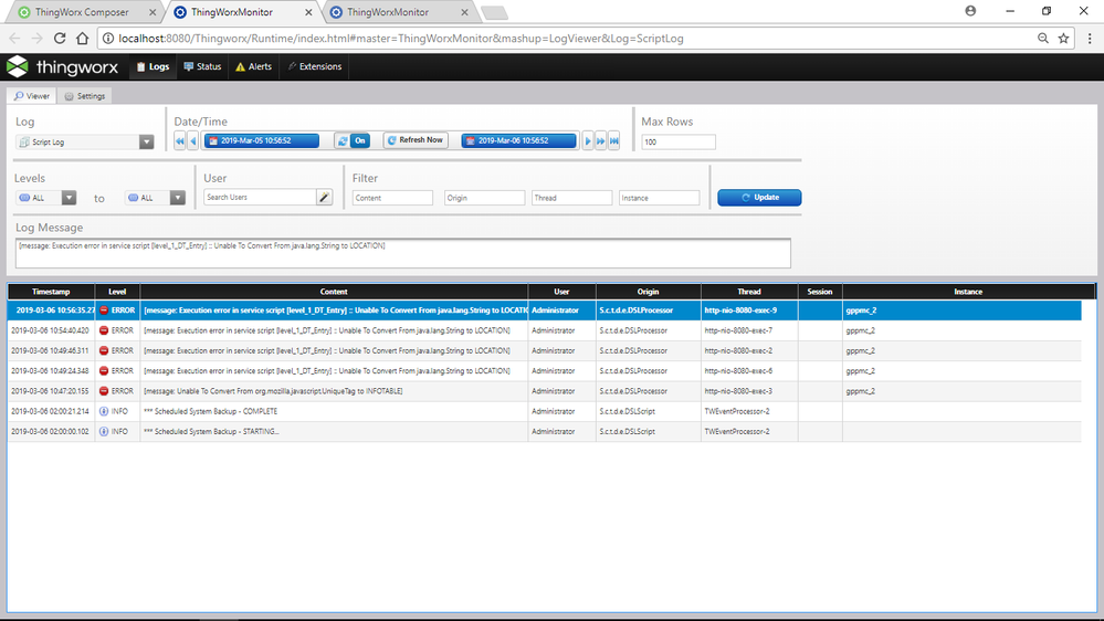 This is when i go for checking script log for the error