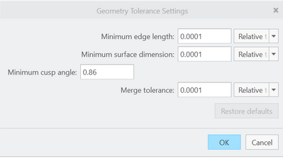 Creo Simulate Geometry Tolerance Settings