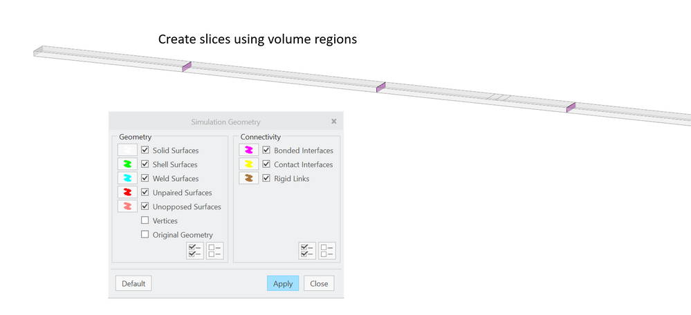Volume regions for slices