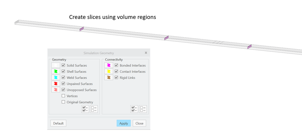 Volume regions for slices