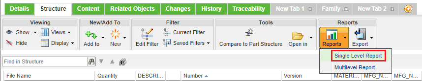 Windchill CAD Structure - Single Level Report.png
