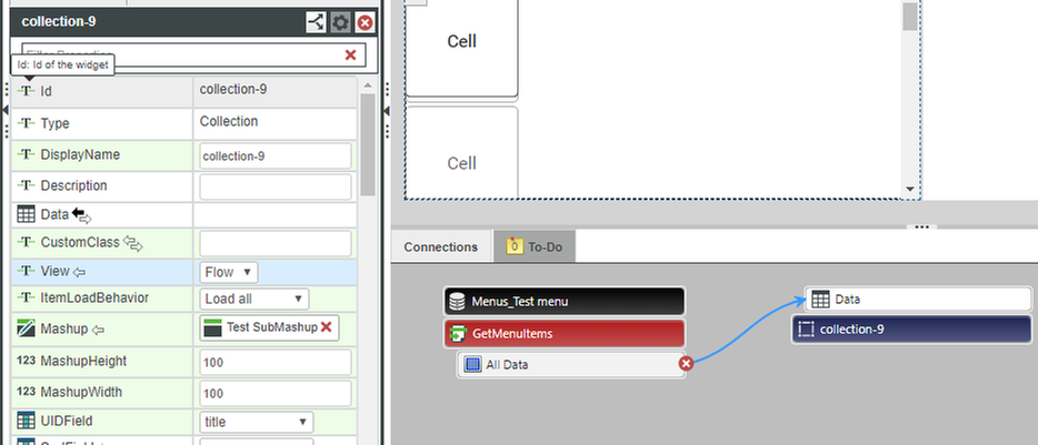 Data binding the collection widget