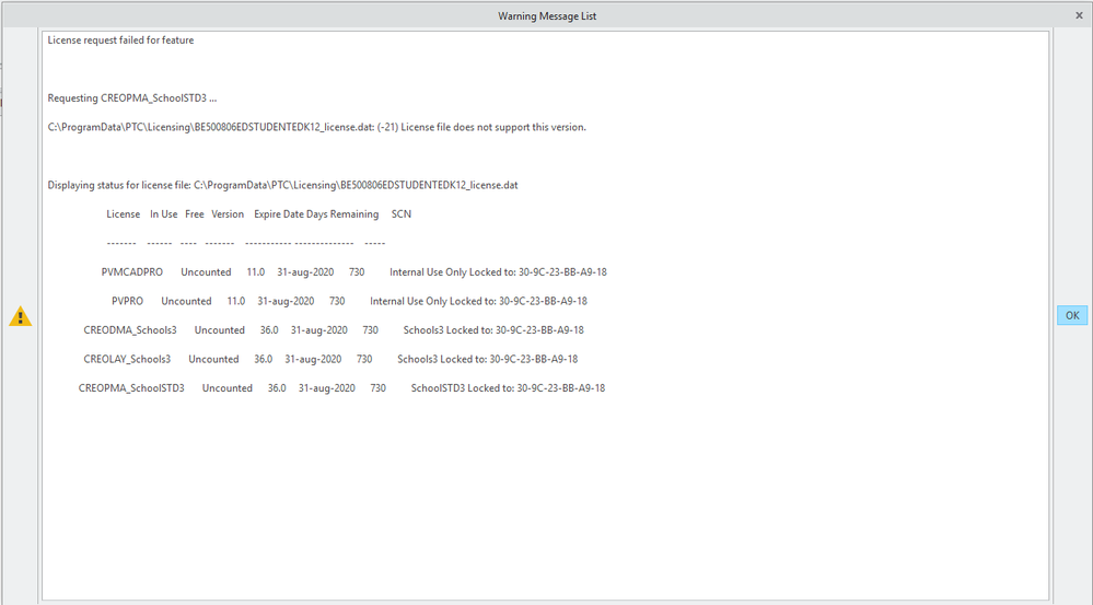 CREO LICENSE FAIL.PNG