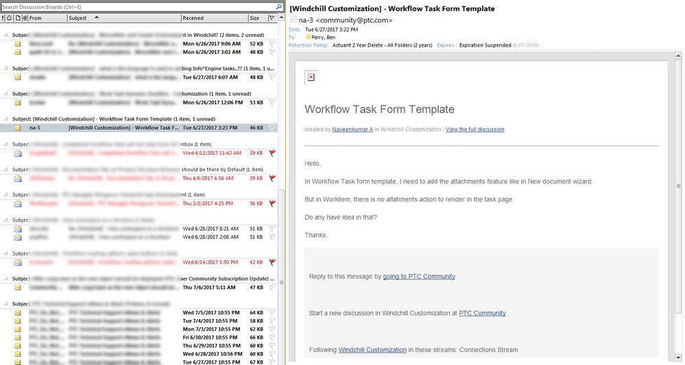 email notification of the topic in Jive
