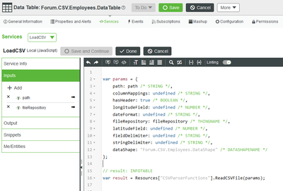 Load CSV custom service