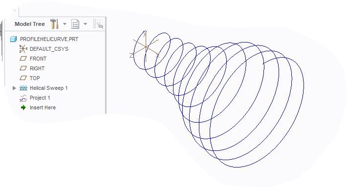 Creo Helical Curve Following a User-defined Profile
