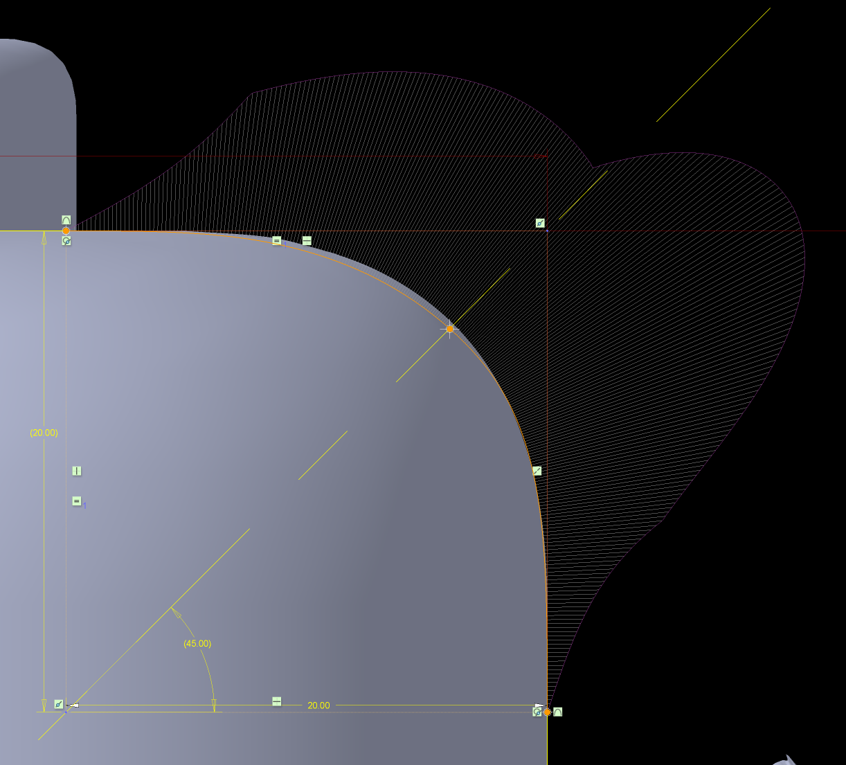 Spline control, curvature continuity, 