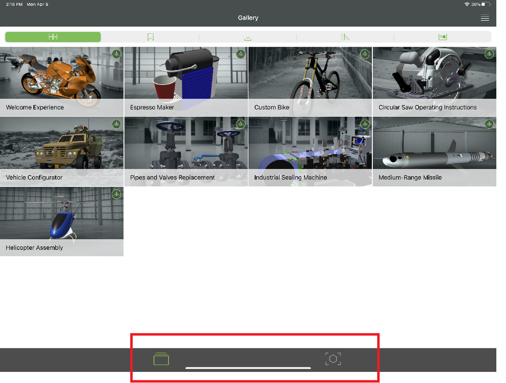 Home Bar overlapping with Vuforia View Workscreen
