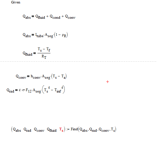 Energy balance equation on surface of tube (Taking solar energy as source)