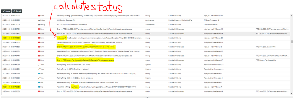 Thingworx - 2020-04-23 - muteAsset service CalculateStatus error.PNG