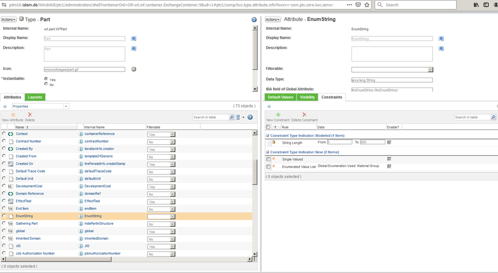 create an IBA and add constraint enumeration