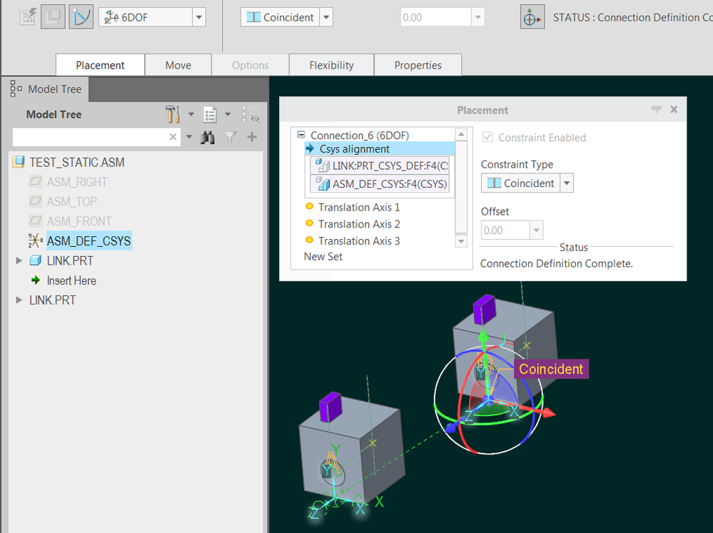 Definition of B component in the TEST_STATIC.ASM- general placement (not yet "finalized")