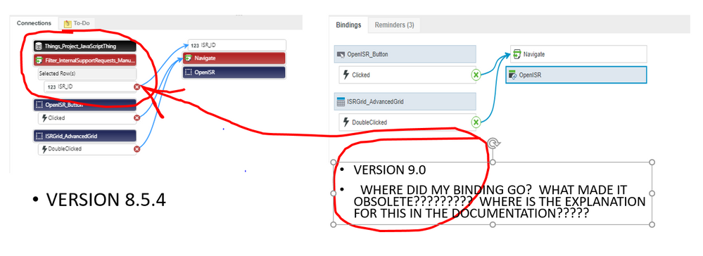Compare 8.5.4 to 9.0: Removed "obsolete" binding...WHY?????