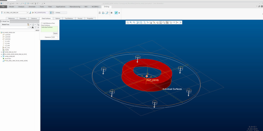 I specified the center hub as a check surface with .125 clearance