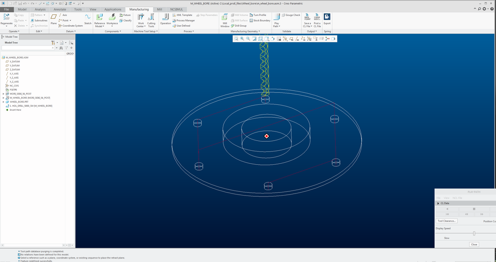 resulting tool path avoids the hub.