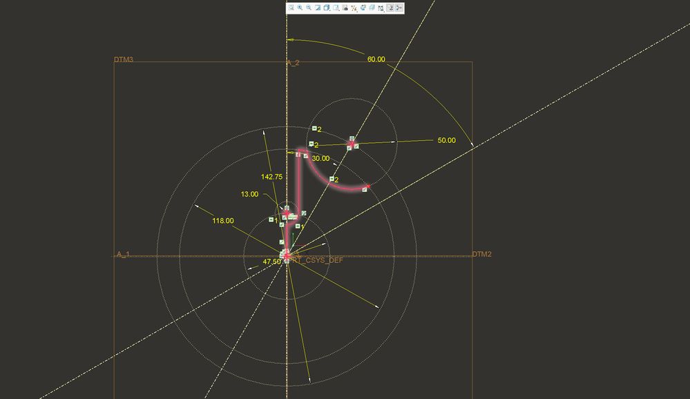 Simplified sketch to create cam part