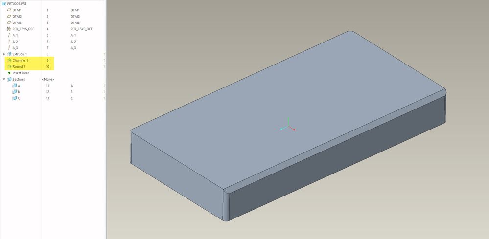 Create chamfer prior to rounding the vertical corners of the solid