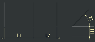 Left: two linear dimensions in chain. Right: an angular and a linear dimension