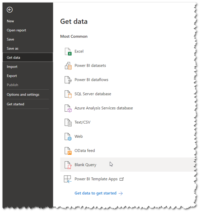 Start with a blank web query in PowerBI