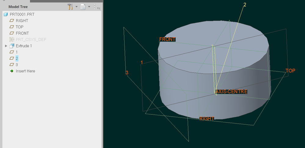 Datum "3" parallel to Central axis