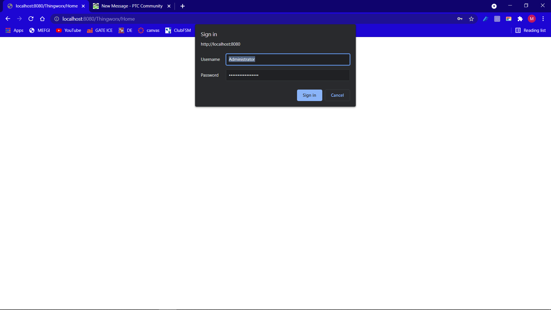 Solved not able to login localhost PTC Community