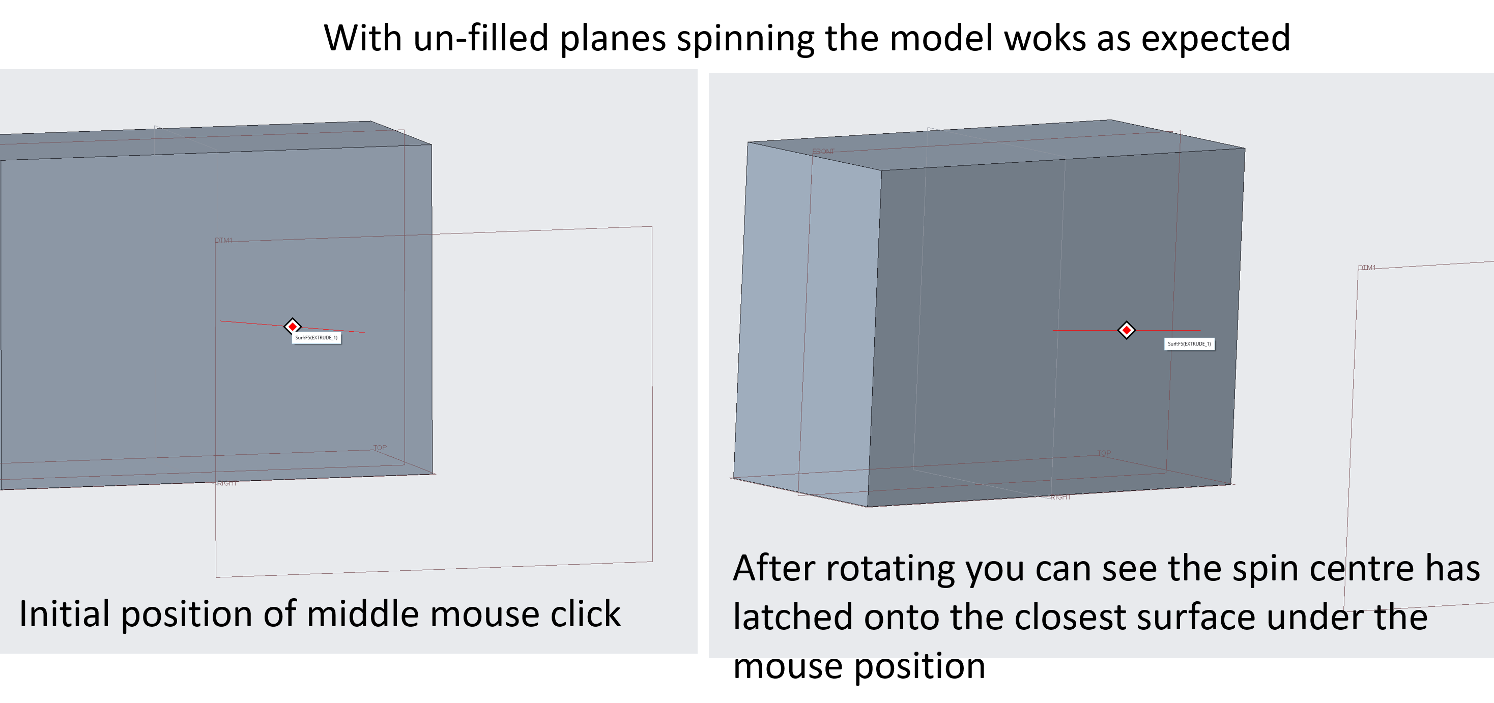Unexpected spin centre position when using filled ... - PTC Community