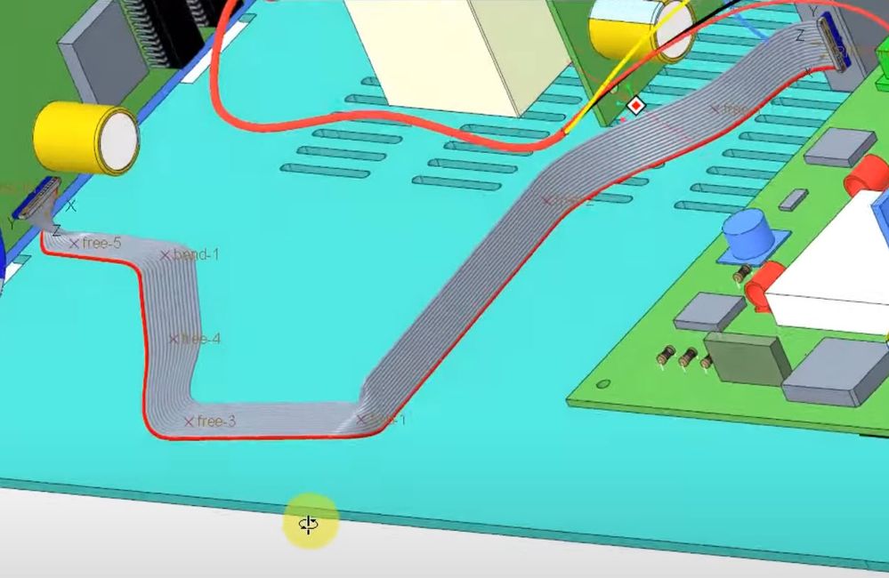 Manually routed ribbon with folds turns cable 90 deg from proximal to distal